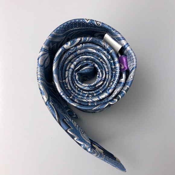 BNWT 7 Downie ST 100% Silk Blue and White Neck Tie - Picture 6 of 6